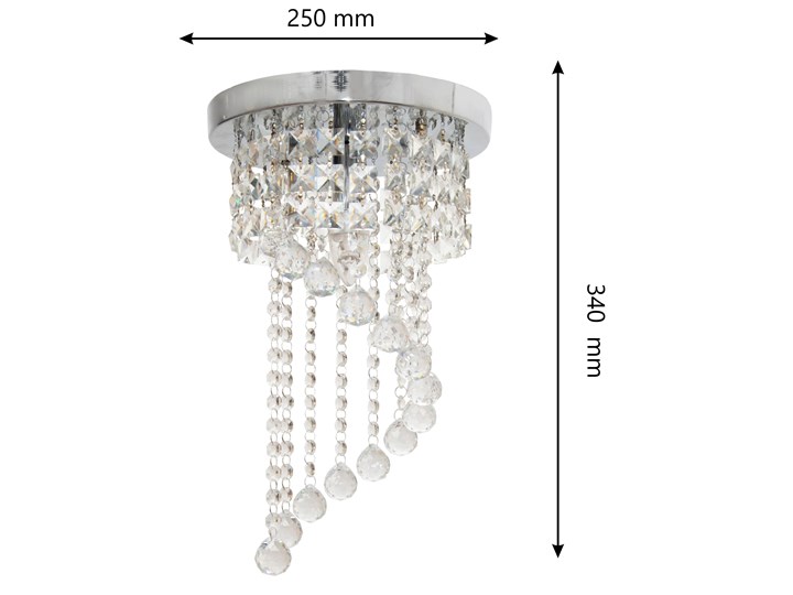 Lampa kryształowa wisząca DOLORES W-HY 1110M Lampa z kryształkami Kolor Szary Żyrandol Szkło Metal Kolor Srebrny