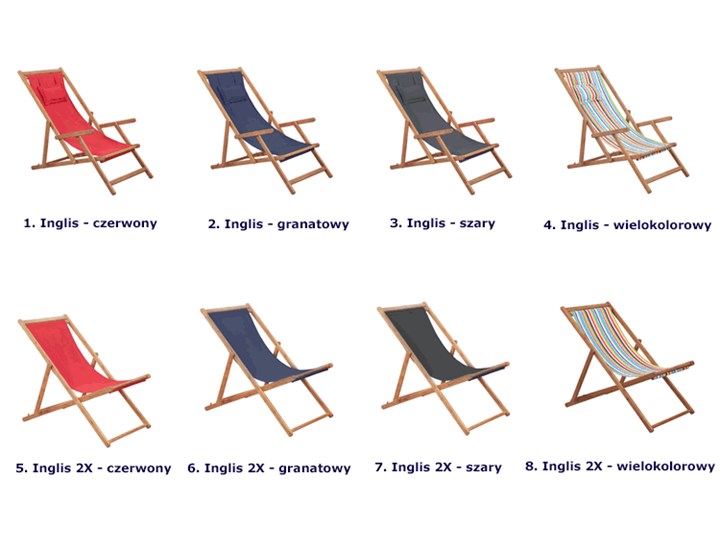 Granatowy drewniany leżak plażowy - Inglis Składane Drewno Kategoria Leżaki ogrodowe Styl Nowoczesny