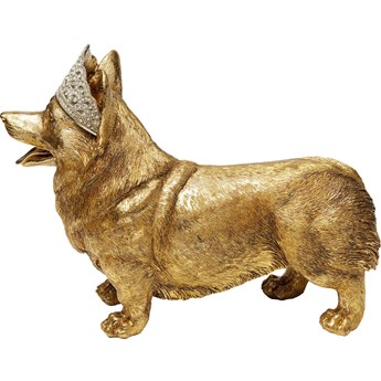 Figurka dekoracyjna złota pies corgi 54x20 cm