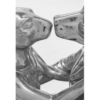 Figurka dekoracyjna Kissing Rabitt and Dog 35x45 cm srebrna