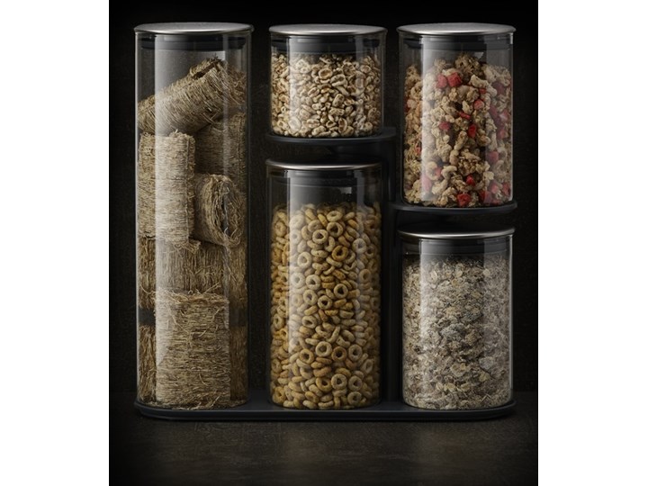 Zestaw pojemników Podium 100 Collection Stal Szkło Na produkty sypkie Na makaron Silikon Typ Zestawy