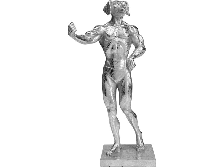 Figurka dekoracyjna Muscle Dog 18x43 cm srebrna Zwierzęta Kolor Srebrny Kategoria Figury i rzeźby