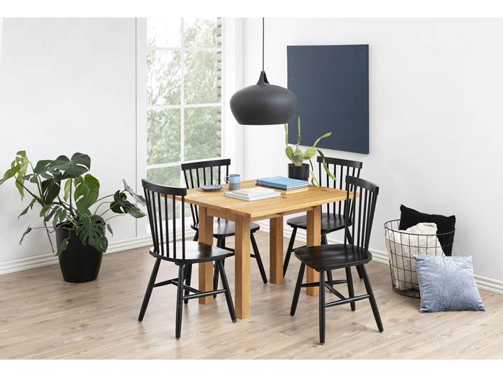 Stół rozkładany naturalny fornirowany blat nogi drewniane dąb 45-90x100 cm Płyta fornirowana Wysokość 75 cm Drewno Styl Tradycyjny