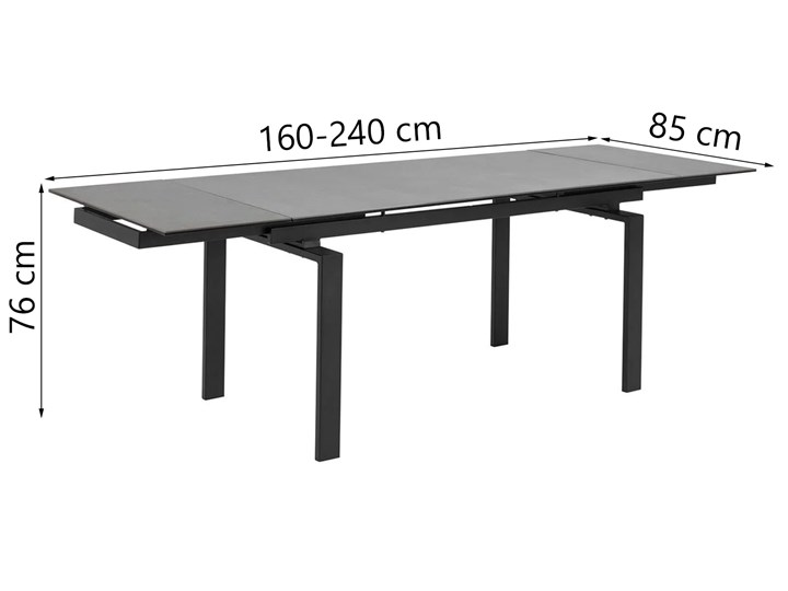 Stół rozkładany Juliet 160-240x85 cm czarny Metal Ceramika Szkło Długość(n) 160 cm