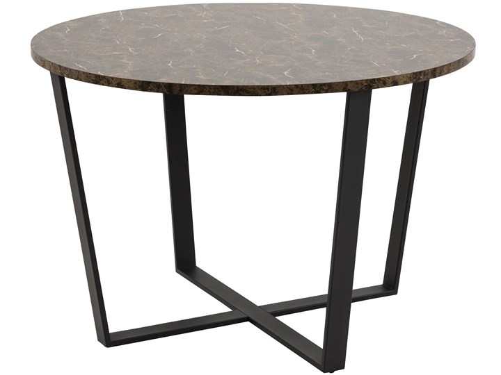 Stół Hagley Ø110 cm brązowy Styl Nowoczesny Wysokość 75 cm Drewno Szerokość 75 cm Metal Marmur Kształt blatu Okrągły