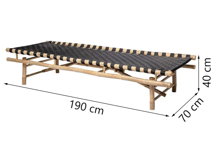 Leżanka ogrodowa Vida 190x40 cm czarna Leżanki Styl Nowoczesny Kolor Czarny
