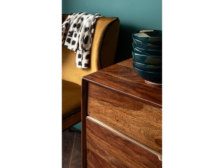 Komoda Ravello 140x68 cm sheesham brązowa Drewno Płyta MDF Wysokość 40 cm Szerokość 140 cm Pomieszczenie Salon Pomieszczenie Sypialnia