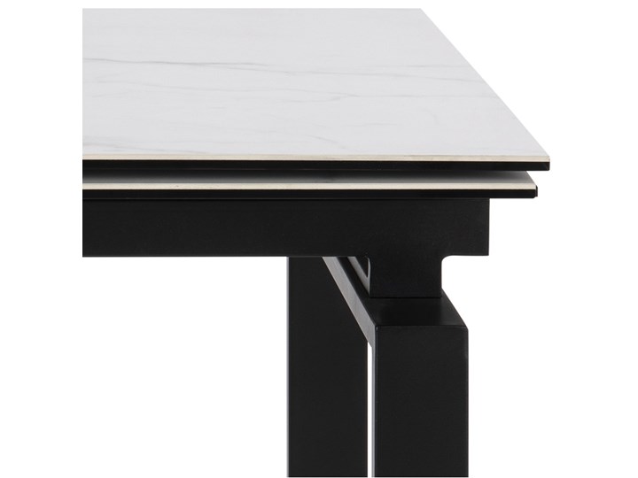 Stół rozkładany biały ceramiczny blat z marmurowym wzorem czarne metalowe nogi 120-200x85 cm Szkło Ceramika Pomieszczenie Stoły do jadalni