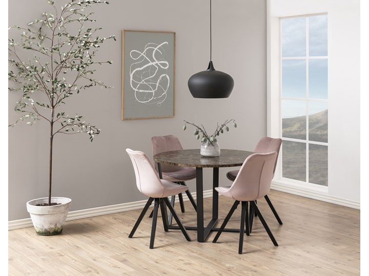 Stół Hagley Ø110 cm brązowy Drewno Marmur Metal Szerokość 75 cm Styl Industrialny Wysokość 75 cm Styl Nowoczesny