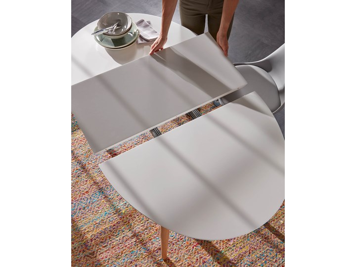 Stół rozkładany Oqui biały 140 (220) x 90 cm Płyta MDF Kształt blatu Owalny Drewno Rozkładanie Rozkładane