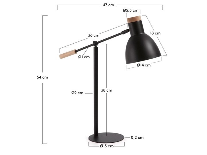 Lampa stołowa Tescarle czarna Metal Lampa biurkowa Styl Industrialny