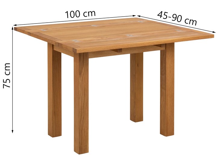 Stół rozkładany naturalny fornirowany blat nogi drewniane dąb 45-90x100 cm Drewno Wysokość 75 cm Płyta fornirowana Rozkładanie Rozkładane