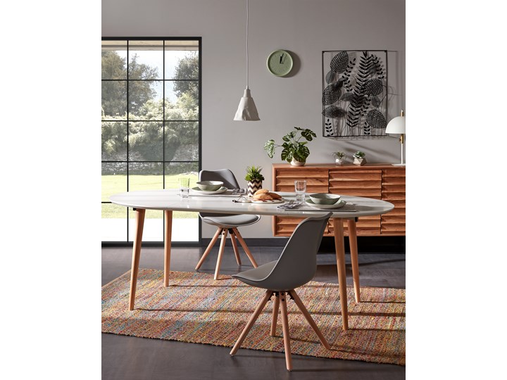 Stół rozkładany Oqui biały 120 (200) x 90 cm Drewno Płyta MDF Kategoria Stoły kuchenne