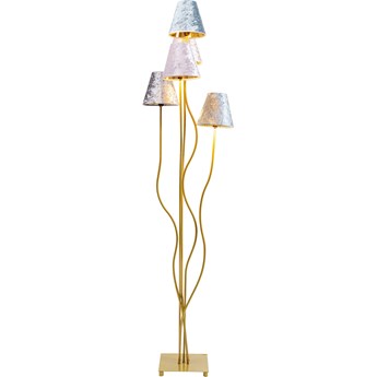 Lampa podłogowa metalowa złota abażury kolorowe 162 cm