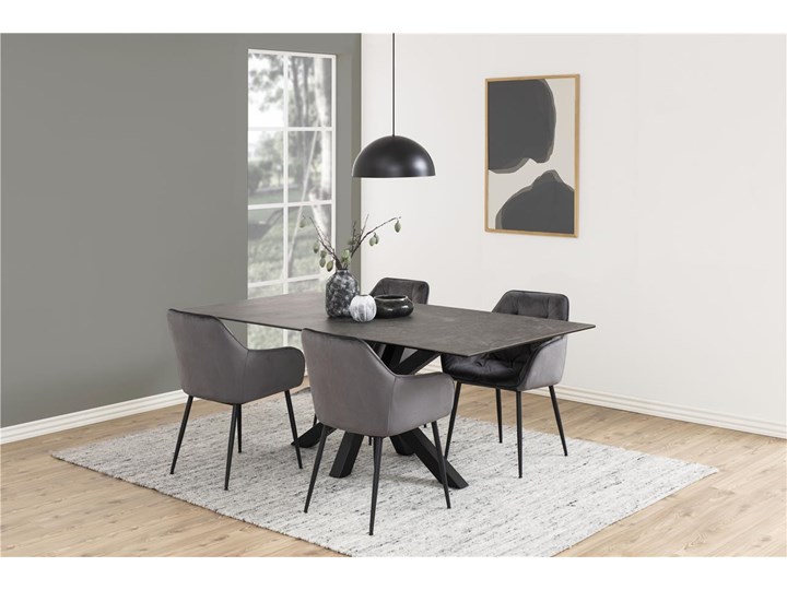Stół czarny ceramiczny blat metalowe nogi 200x100 cm Szkło Ceramika Wysokość 75 cm Liczba miejsc Do 10 osób