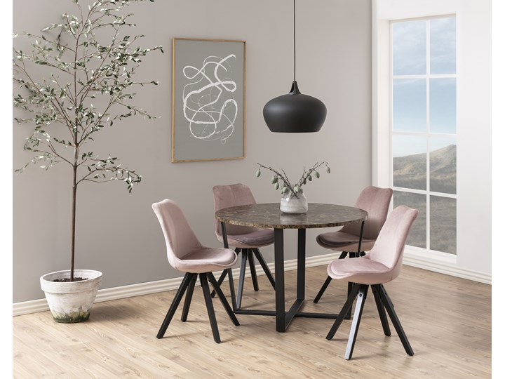 Stół Hagley Ø110 cm brązowy Szerokość 75 cm Metal Wysokość 75 cm Marmur Drewno Styl Nowoczesny