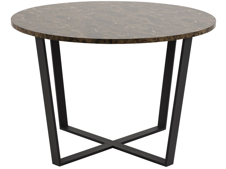 Stół Hagley Ø110 cm brązowy Metal Szerokość 75 cm Drewno Kształt blatu Okrągły Marmur Wysokość 75 cm Styl Industrialny