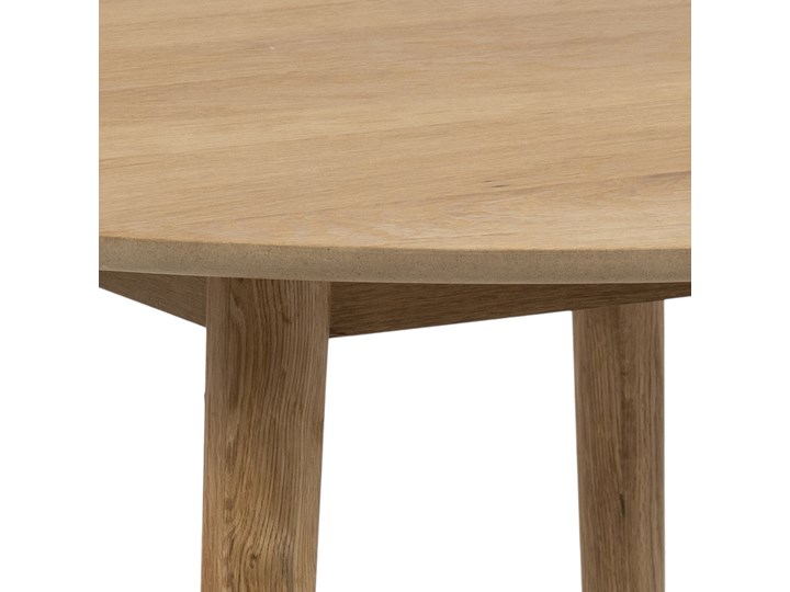 Stół okrągły naturalny fornirowany blat dąb drewniane nogi Ø120x75 cm Drewno Długość(n) 120 cm