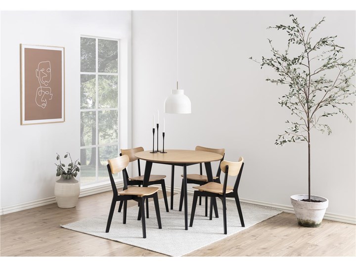 Stół Hanover Ø105 cm naturalny - nogi czarne Drewno Kolor Beżowy
