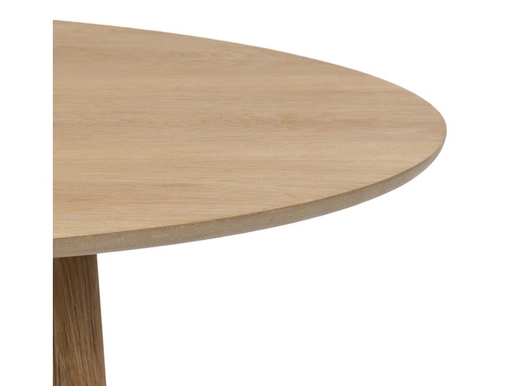 Stół okrągły naturalny fornirowany blat dąb drewniane nogi Ø120x75 cm Drewno Szerokość(n) 120 cm