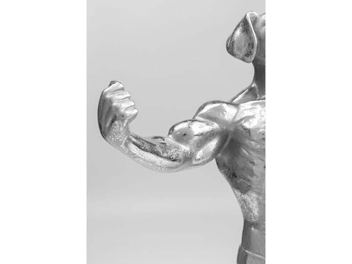 Figurka dekoracyjna Muscle Dog 18x43 cm srebrna Zwierzęta Kolor Srebrny