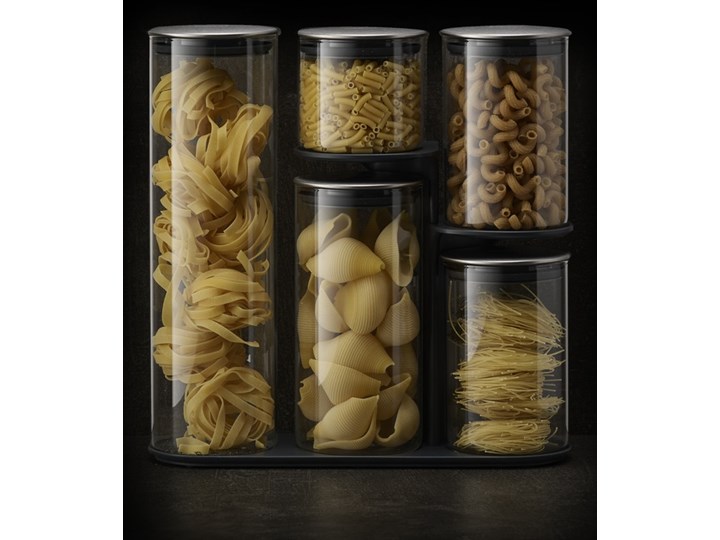Zestaw pojemników Podium 100 Collection Na makaron Szkło Na produkty sypkie Stal Silikon Kategoria Pojemniki i puszki
