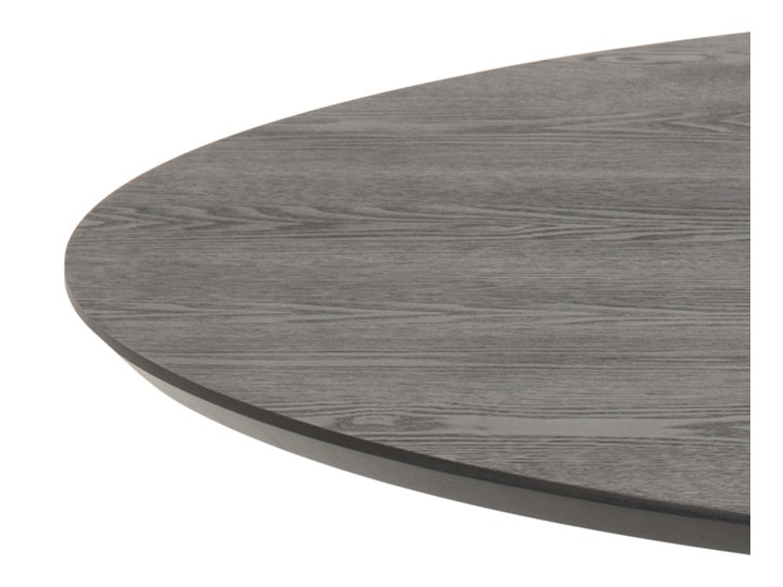 Stół okrągły czarny fornirowany blat jesion czarna metalowa noga Ø110x74 cm Płyta MDF Drewno Styl Minimalistyczny Styl Industrialny