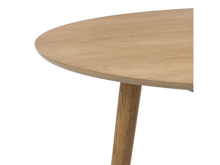 Stół okrągły naturalny fornirowany blat dąb drewniane nogi Ø120x75 cm Pomieszczenie Stoły do salonu Drewno Styl Nowoczesny