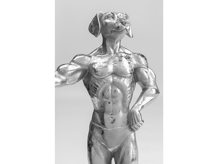 Figurka dekoracyjna Muscle Dog 18x43 cm srebrna Zwierzęta Kolor Srebrny