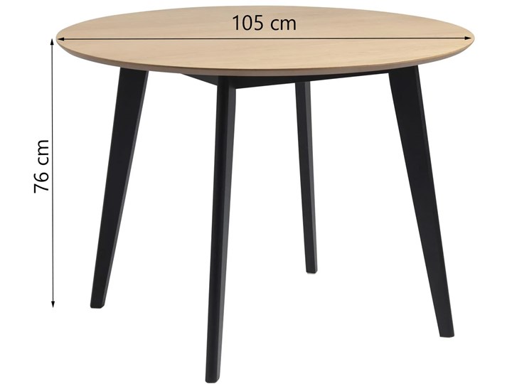 Stół Hanover Ø105 cm naturalny - nogi czarne Liczba miejsc Do 4 osób Drewno Kształt blatu Okrągły