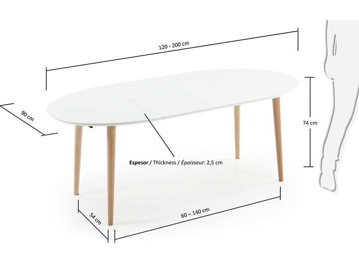 Stół rozkładany Oqui biały 120 (200) x 90 cm Drewno Płyta MDF Pomieszczenie Stoły do kuchni Długość(n) 120 cm
