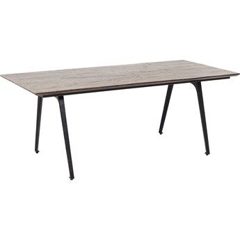Stół brązowy recyklingowany drewniany blat czarne metalowe nogi 200x90 cm