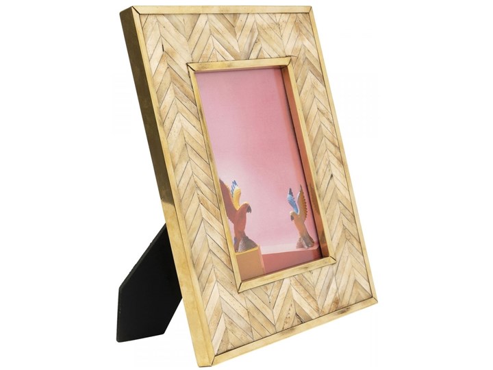 Ramka na zdjęcia Chevron 21x26 cm brązowa Kolor Beżowy Kolor Brązowy