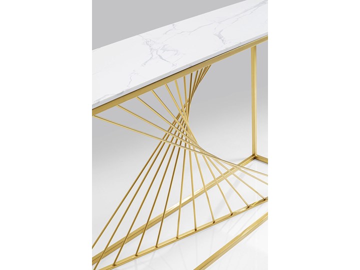 Konsola Art Marble 142x42 biało-złota Szkło Szerokość 142 cm Wysokość 142 cm Stal nierdzewna Kategoria Konsole