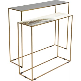 Zestaw dwóch konsol metalowy złoty 100x28 cm
