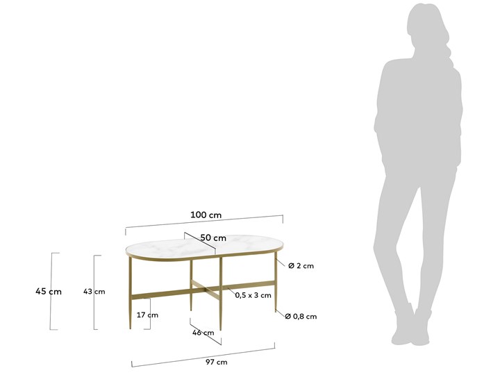 Stolik kawowy Elisenda 100 x 50 cm Szkło Kategoria Stoliki i ławy Długość 100 cm Kolor Biały
