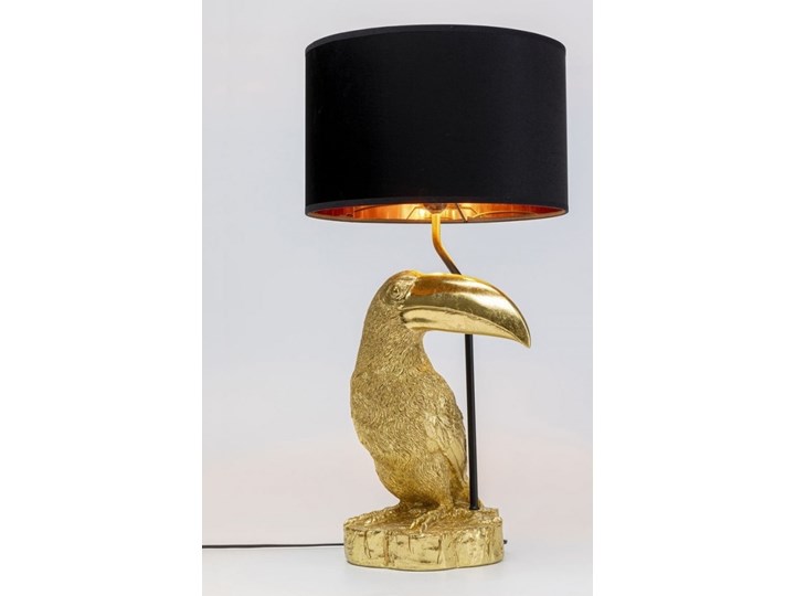 Lampa stołowa LED metalowa złota 38x70 cm Stal Tkanina Tworzywo sztuczne Lampa z kloszem Kategoria Lampy stołowe