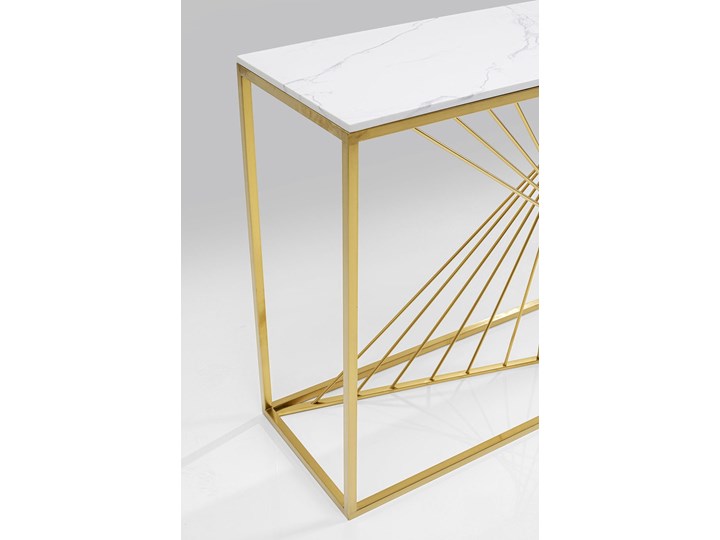 Konsola Art Marble 142x42 biało-złota Szkło Stal nierdzewna Szerokość 142 cm Wysokość 142 cm Kolor Złoty Kategoria Konsole