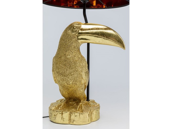 Lampa stołowa LED metalowa złota 38x70 cm Stal Tworzywo sztuczne Tkanina Lampa z kloszem Kategoria Lampy stołowe