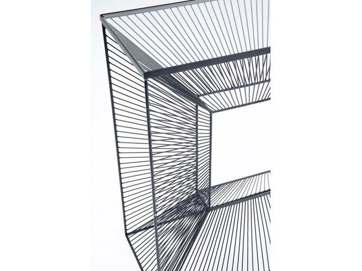 Konsola Dimension 81x36 cm czarna Stal nierdzewna Wysokość 81 cm Z samym blatem Szkło Szerokość 81 cm Kategoria Konsole