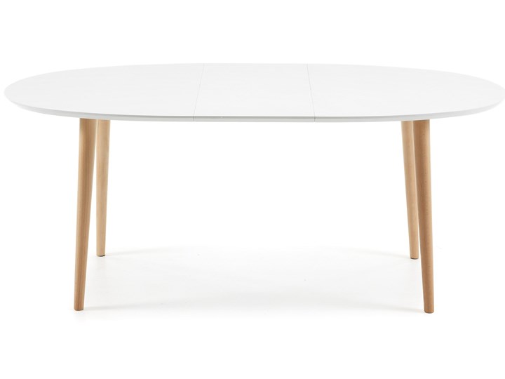 Stół rozkładany Oqui biały 140 (220) x 90 cm Płyta MDF Drewno Kształt blatu Owalny Liczba miejsc Do 10 osób