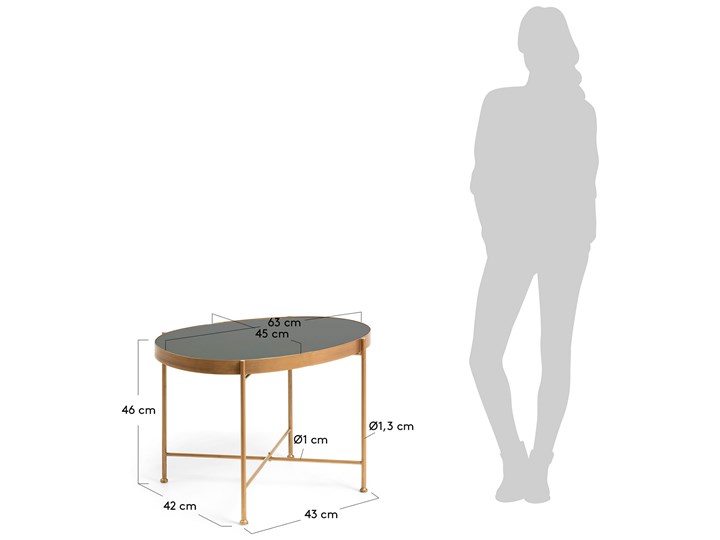 Stolik kawowy Marlet Ø 45 x 63 cm zloty Długość 45 cm Wysokość 45 cm Szkło Szerokość 45 cm Kształt blatu Owalne Metal Rodzaj nóg Proste