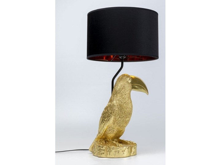 Lampa stołowa LED metalowa złota 38x70 cm Tworzywo sztuczne Stal Lampa z kloszem Tkanina Styl Glamour Kolor Biały