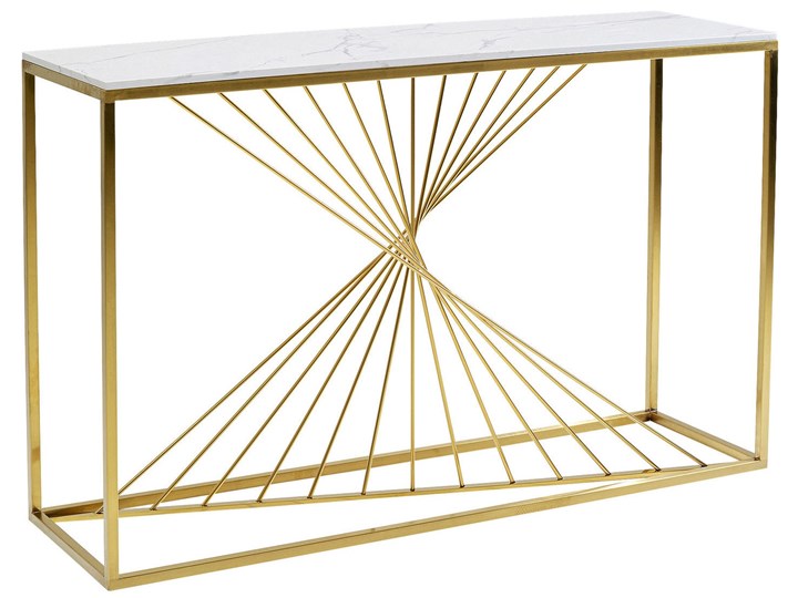 Konsola Art Marble 142x42 biało-złota Wysokość 142 cm Szerokość 142 cm Szkło Stal nierdzewna Kolor Przezroczysty
