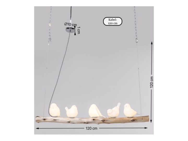 Lampa wisząca Dining Birds 120 cm Lampa inspirowana Ceramika Drewno Kolor Beżowy