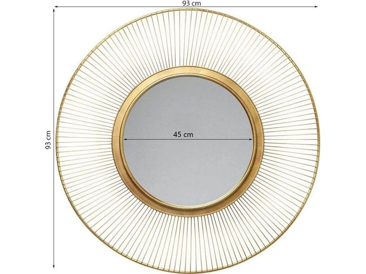 Lustro Sun Storm Ø93 cm złote Ścienne Okrągłe Lustro z ramą Kolor Złoty Pomieszczenie Salon