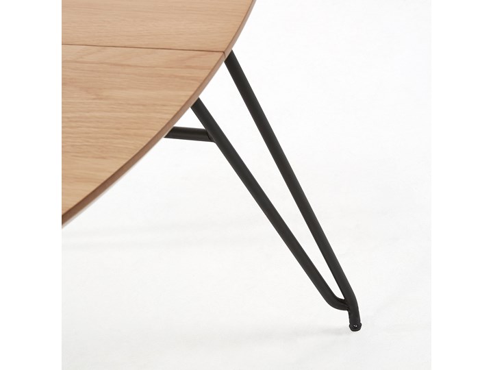 Stół rozkładany okrągły Novac jasnobrązowy  Ø 120 (200) cm Metal Drewno Liczba miejsc Do 10 osób