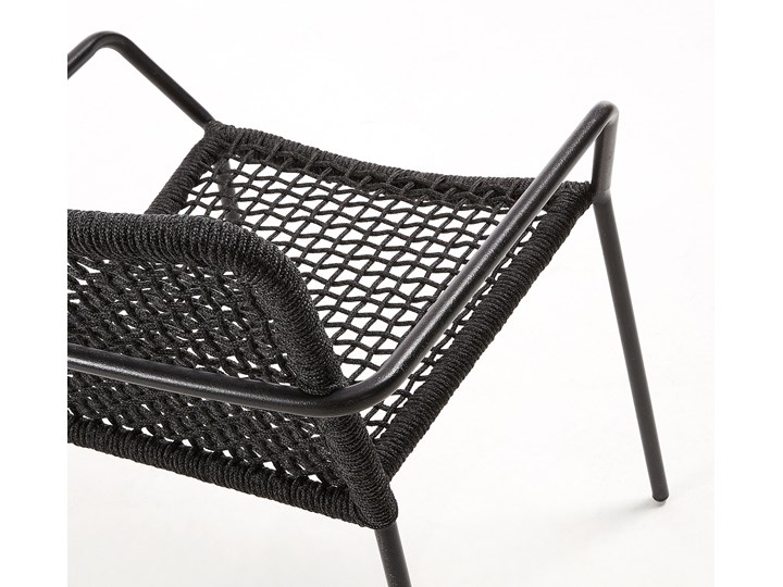 Krzesło Ellen z czarnej liny i galwanizowanej stali Tworzywo sztuczne Kolor Czarny Metal Kolor Szary