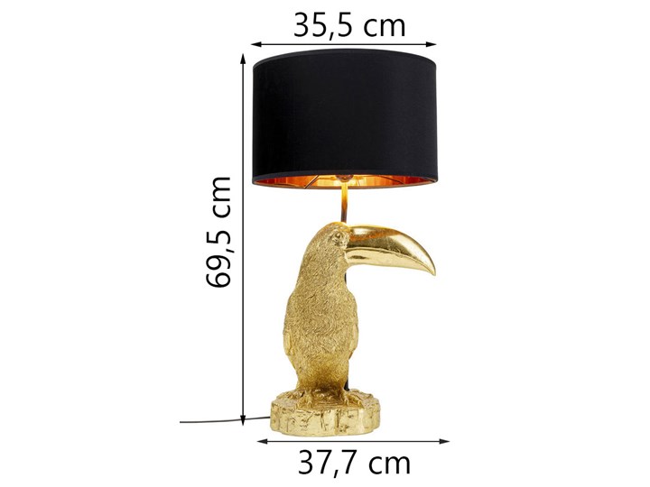Lampa stołowa LED metalowa złota 38x70 cm Stal Lampa z kloszem Tkanina Tworzywo sztuczne Funkcje Brak dodatkowych funkcji