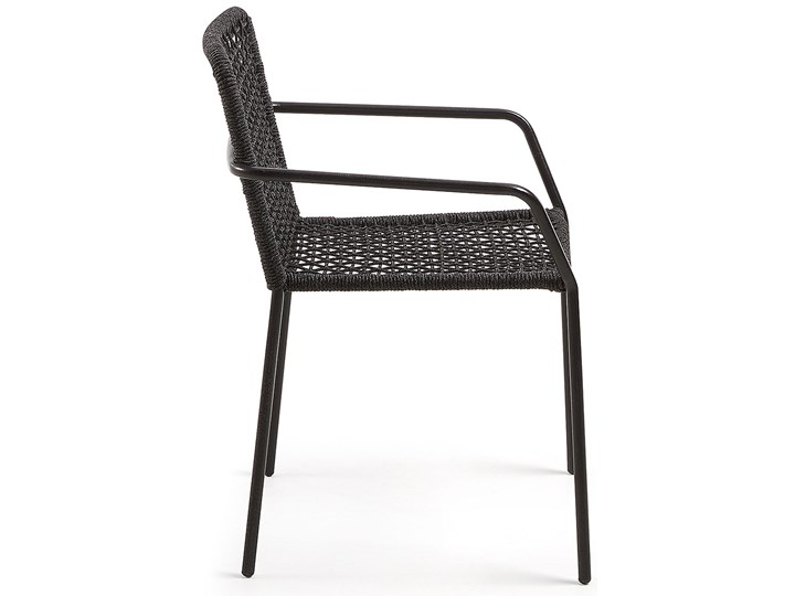 Krzesło Ellen z czarnej liny i galwanizowanej stali Metal Tworzywo sztuczne Kolor Szary